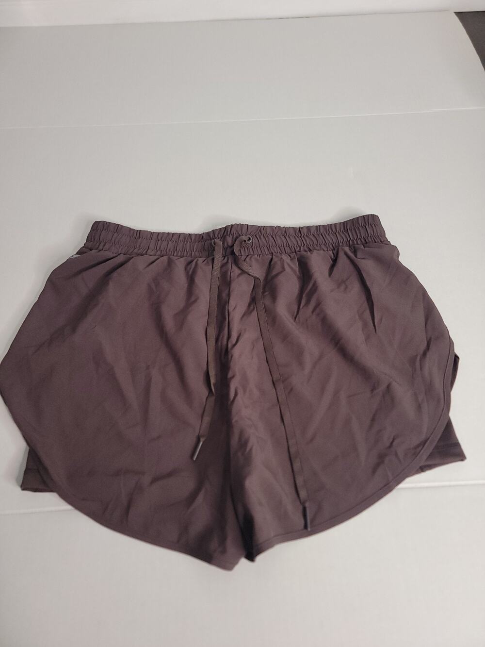 Buff Bunny Shorts Sz L Stretchy Pull On Drawstring Layered Chocolate Brown